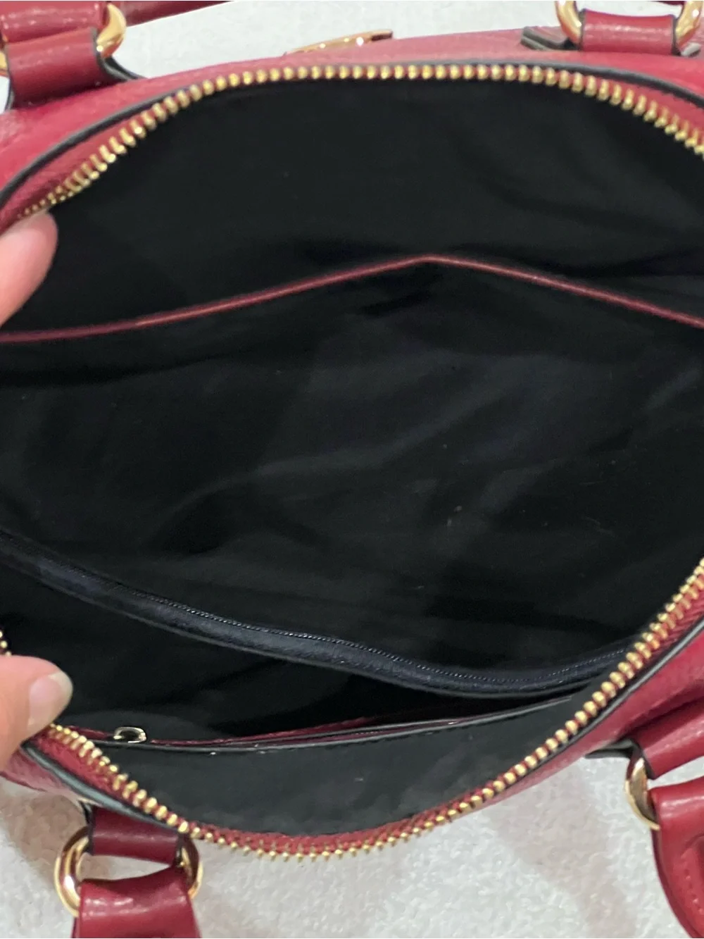 Jessica Moore Berry Red Pebbled Faux Leather Venture Satchel